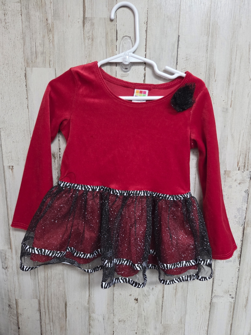 💝 Red and Black Glitter Tulle Long Sleeve Dressy Top